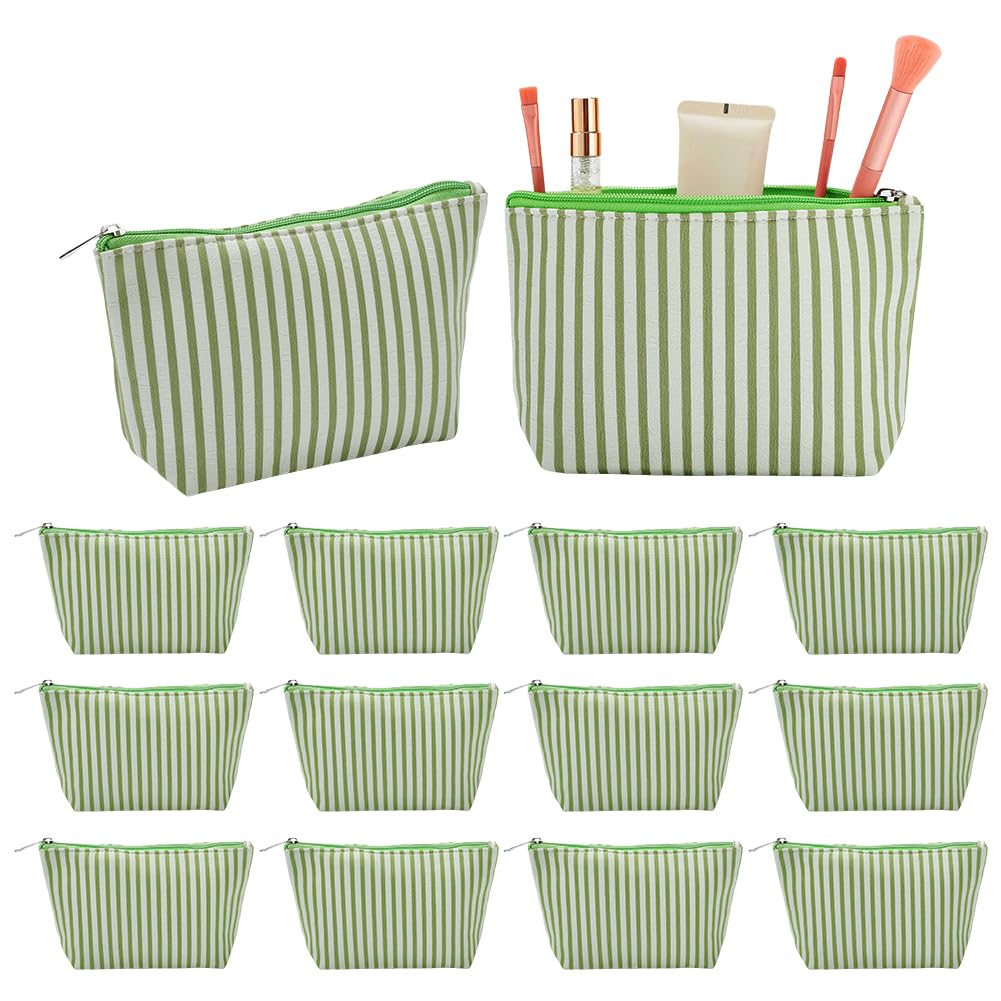 NBEADS 15 Pcs Striped Makeup Bags, Bulk Canvas Cosmetic Bag Beach - Image 1