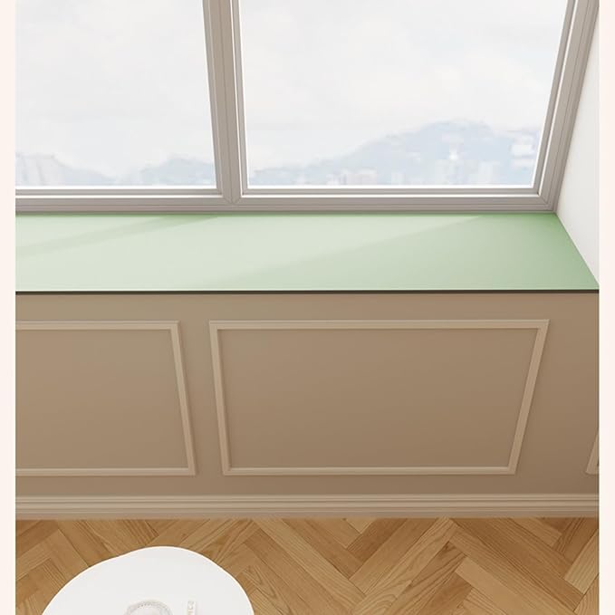 Window Sill Cushion Pad - Narrow Adjustable & Waterproof Window Seat Mat for Bay Windows, Absorbent Dust-Proof Liner with Non-Slip Backing,Cut-to-Fit (Green, 114''x8'')