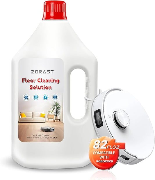 Floor Cleaning Solution, 82 Fl Oz, Compatible with All Roborock Mopping Robots (S7, S8, Qrevo, Q7, Q8 series), Deep Streak Cleans for Multiple Hard Floors, Low-Foam Delivers Clog Free