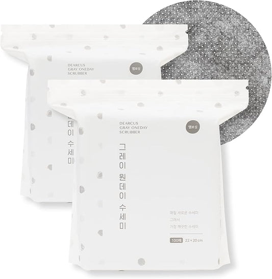 DEARCUS One Day Scrubber Embossed Disposable Dishcloth Sheets - Odor-Resistant Lint-Free Non-Scratch Melt-Blown PP Cleaning Cloths for Dishes, Cookware, Cooktop & Bathroom,Gray 2 Pack 200 Sheets