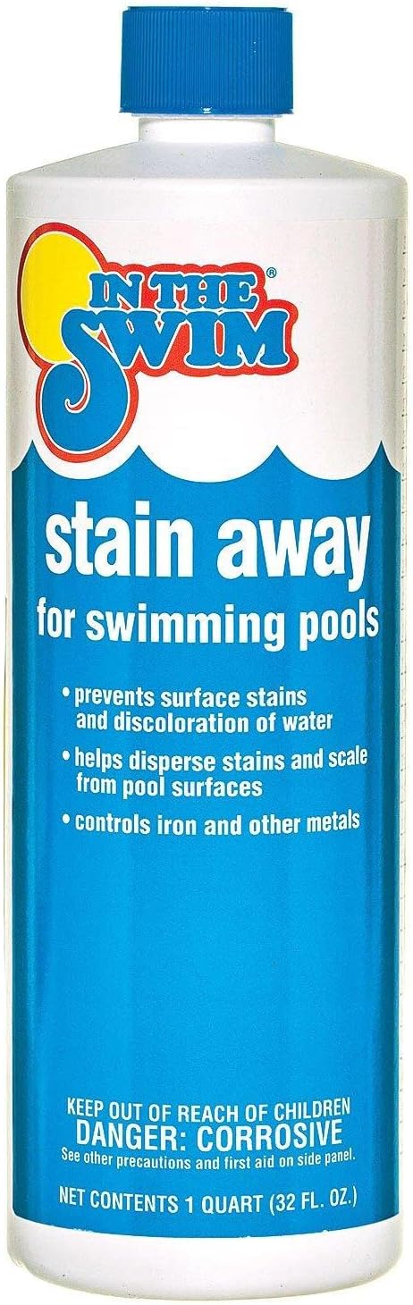 In The Swim Stain Away for Above Ground and Inground Swimming Pools - Removes Mineral Stains from Iron, Copper, and Magnesium in Swimming Pools - 1 Quart