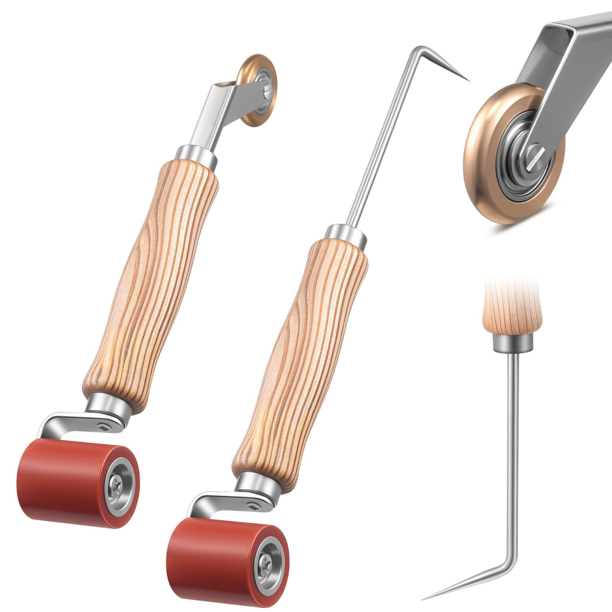 2 Pcs Seam Roller with Tester Probe and Dual Roller for PVC TPO - Image 1