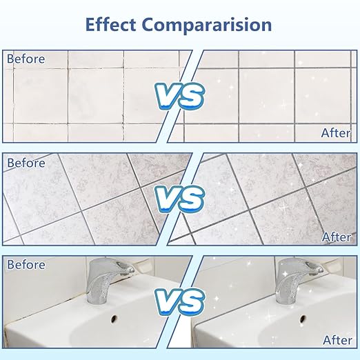 Tile Grout Repair Kit - Grout Filler, Grout Repair Paste with Silicone Trowel Scraper, Fast Drying Grout Repair Kit for Bathroom Shower Kitchen Floor Tile, Waterproof (17.64 oz, Silver)