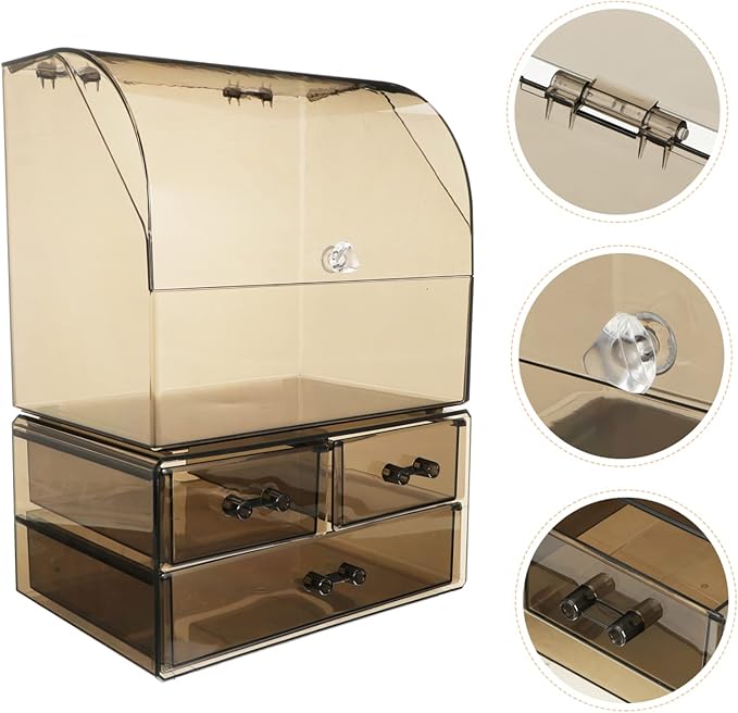 VICASKY Acrylic Makeup Storage Box Transparent Cosmetic Organizer Lid for Desk Neat and Tidy Design for Skincare and Beauty Products for Optimal Space Saving