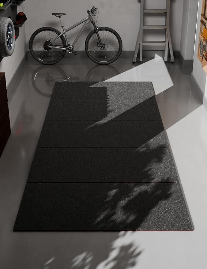 Heavy Duty Oil Spill Mat, Garage Floor Mat, 63" x 31" Waterproof Rubber Backing Oil Absorbent Pads, 1/5" Thick Reusable Under Auto Repair Mat for Garage Floor Surface Protection-Black