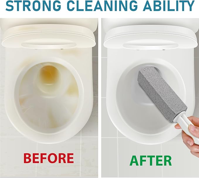ddLUCK 2 Pack Pumice Cleaning Stone with Handle, Toilet Bowl Cleaner Toilet Brush with Non-Slip Long Plastic Handle for Kitchen/Bath/Pool/Household Cleaning