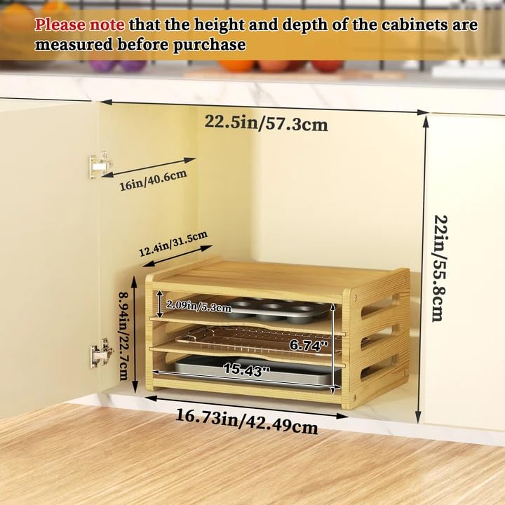 4 Tier Tray Dividers for Cabinets, Kitchen Vertical Baking Sheet - Image 3