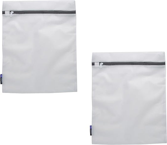 2 Pack Large Mesh Wash Bag | Laundry | Washing Machine | Zipper Closure | Prevents Pulling and Tearing | Clothes | Garments | Delicates | Socks | White