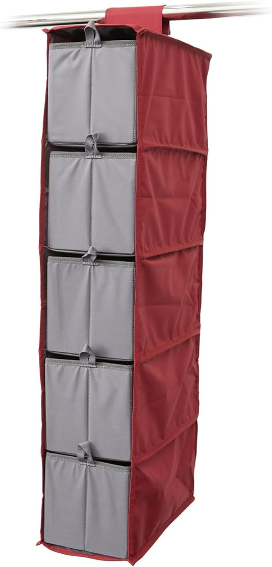 Covermates Keepsakes Hanging Shoe Organizer Set - Heavy Duty Material, Sturdy Interior Shelves, Includes Trays with Dividers - Closet Storage, Scarlett Red