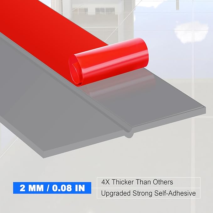 ToLanbbt Weather Stripping Silicone Door Seal Strip 2 in x 10 ft Door Draft Stopper Self Adhesive Door Draft Tape, Side & Bottom Gaps Insulation Strip for Glass Shower Door Sliding Door Window, Gray