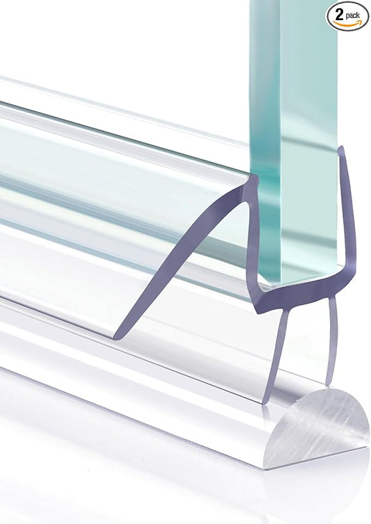 Shower Door Bottom Seal, 2 PCS 5/16" x 36" Shower Door Sweep for 5/16 Inch Glass, Frameless Glass Door Seal Strip,Stop Shower Leaks and Create a Water Barrier