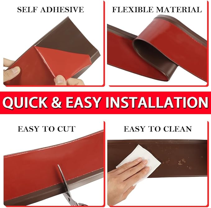 Vinyl Wall Base Baseboard Molding Trim 4" Flexible Self Adhesive Rubber Wall Base Moulding Trim Peel and Stick Design, 4 Inch x 200 Feet, Brown