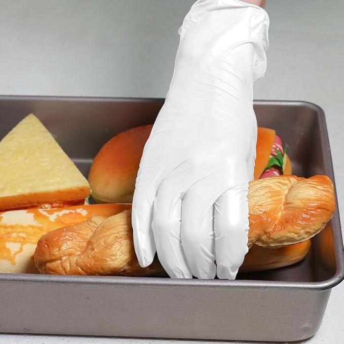 Disposable Gloves Medium, Nitrile and Vinyl Blend Material Gloves, Latex Free, 4 Mil 1000 Pc Food Grade Glove for Cleaning, Food Prep, Hair Dye, Tattoo, White