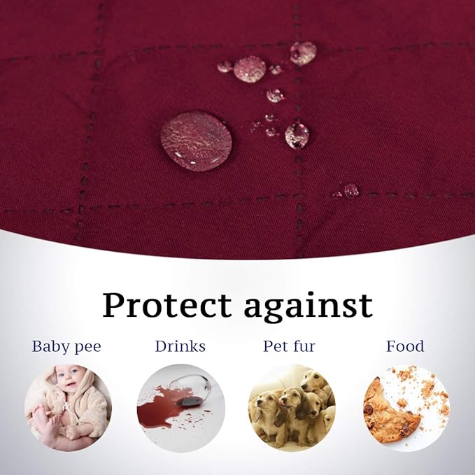 H.VERSAILTEX Reversible Couch Cover for 3 Cushion Couch Water Resistant Sofa Cover Seat Width Up to 78" Washable Furniture Protector Cover for Dogs/Cats/Pets(Oversized Sofa, Red/Tan)