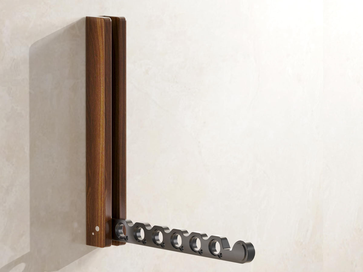 Natural Wood Folding Clothes Hanger Rack for Laundry Room - Image 1