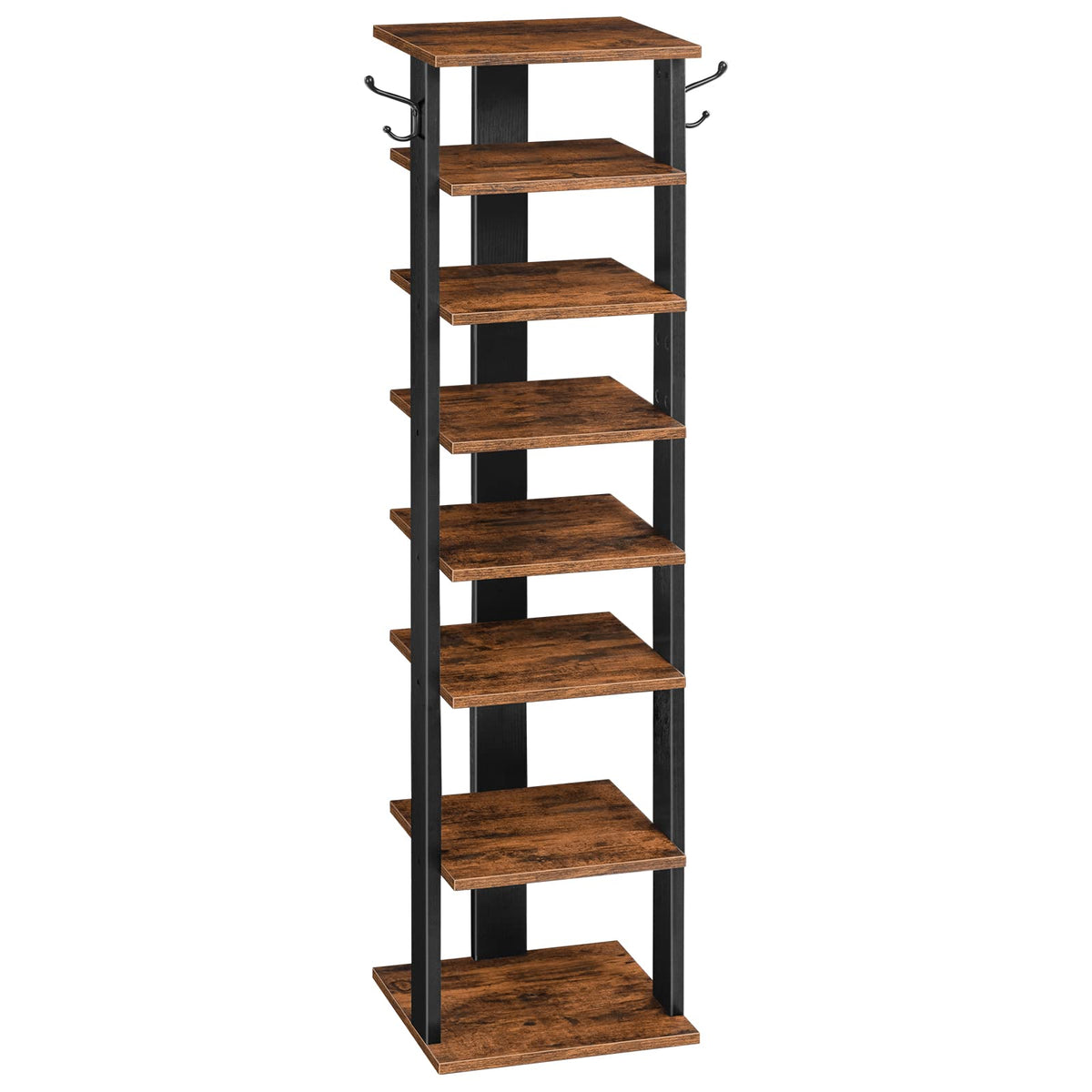 HOOBRO 8 Tiers Vertical Shoe Rack, Wooden Shoe Storage Organizer - Image 1