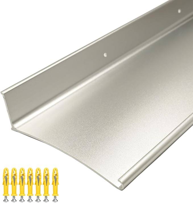 Heavy-Duty 5.12" W 43.3" L Door Rain Drip Guard Overhead,Aluminum Drip Cap for Exterior Doors Window Top,Rain Drip Edge Flashing,Water Deflector,Rain Diverter,Anodized Silver 1PCS