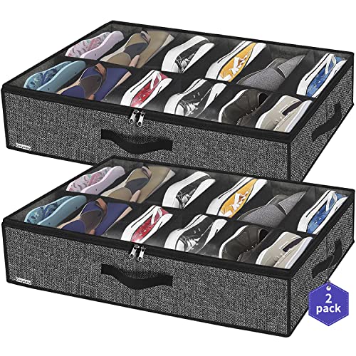Onlyeasy Sturdy Under Bed Shoe Storage Organizer, Set of 2 - Image 2