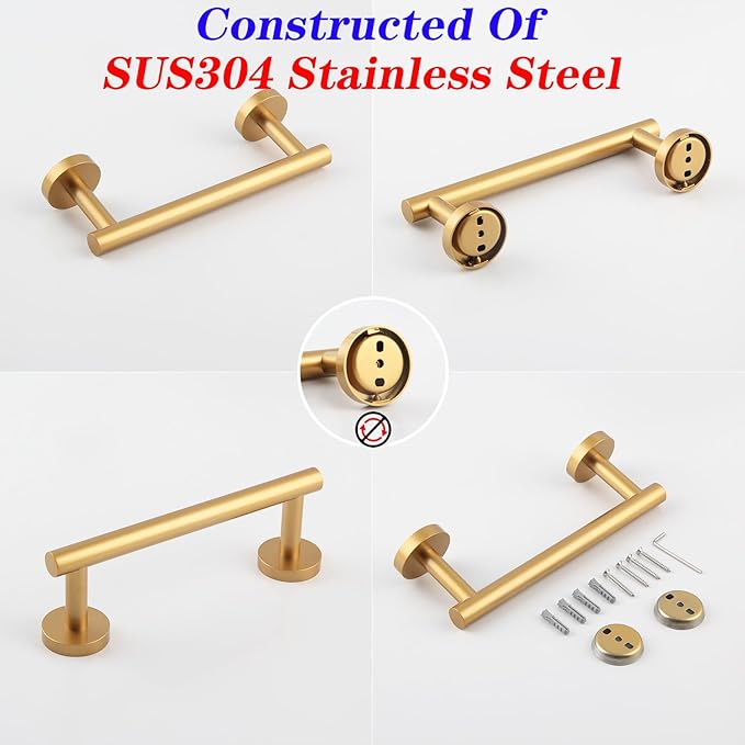 Bathroom Towel Bar — 9" Gold Stainless Steel