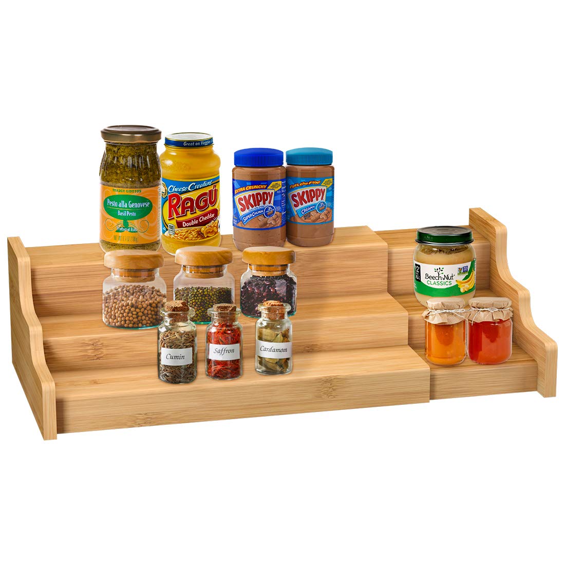Spice Rack Kitchen Cabinet Organizer- 3 Tier Bamboo - Image 1