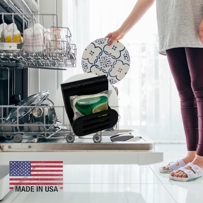 Dishwasher Pod Holder for Improved Dish Cleaning | Securely Place Pod in Compartment for Faster Activation | Made in USA (3-Pack, Black)