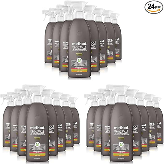 Method Heavy Duty Degreaser, Lemongrass Scent, Oven Cleaner & Stove Top Cleaner, 28 Oz Spray Bottles (Pack of 24)