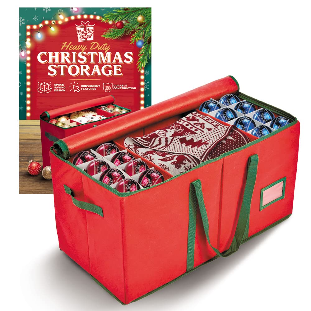Holiday Cheer Premium Christmas Ornament Storage, 128 Ornaments - Image 1