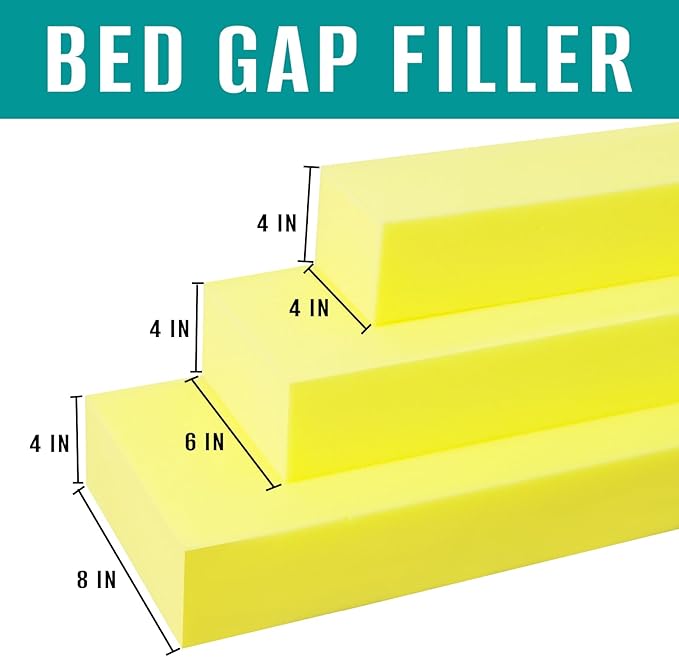 Bed Gap Filler, High Density Foam Mattress Extender for Headboard/Wall Gaps,2-Meter Extra Long Cut-to-Fit Yellow Foam Sponge Strip (78''x6''x4'')