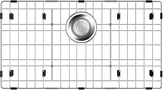 26-1/8’’ x 14-1/8’’ Sink Protectors for Kitchen Sink, Stainless Steel Kitchen Sink Protector, Sink Grate for Bottom of Kitchen Sink with Rear Drain, Sink Grid for Single Bowl Kitchen Sink