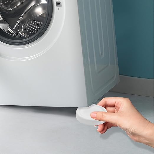 12 Pieces Anti Vibration Pads for Washing Machine, Silent Washer Dryer Feet Anti Vibration Mat, Universal Rubber Washing Machine Stabilizer Support, Stop Moving Waling, Reduce Noise (White)