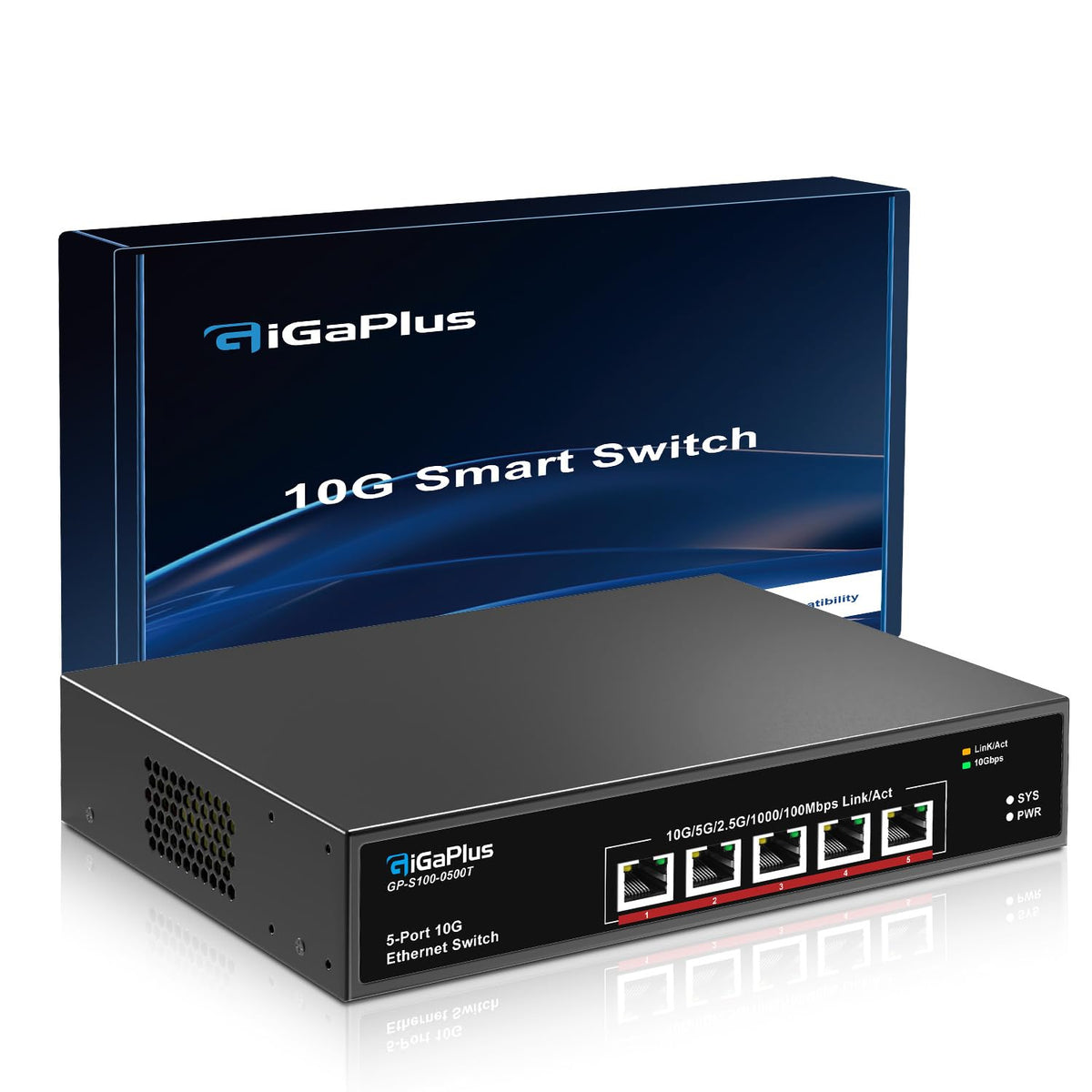 5-Port 10Gb Ethernet Switch Unmanaged with 5 x 10Gb RJ45 Ports - Image 1