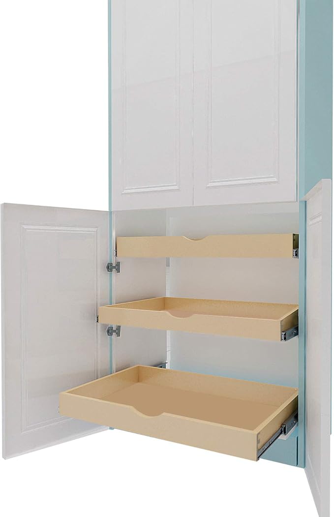 Couver Pull Out Drawers For Cabinets, 30"W x 21"D x 3"H Soft Close Slide Out Wood Shelves Storage Organizer for Kitchen, Finished, Heavy-Duty, Non-Assemble