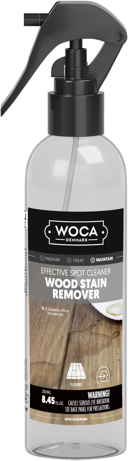 WOCA Denmark Wood Stain Remover – Water-Based Cleaner for Indoor Wood Furniture, Cabinets, Floors & Butcher Block, 250ml