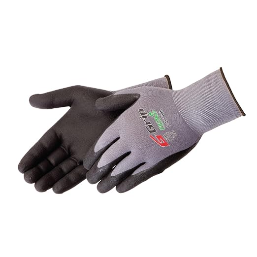 Liberty F4600 G-Grip Micro-Foam Nitrile Palm Coated Seamless Gloves with 15-Gauge Nylon Shell | Ideal for Automotive, Manufacturing, General Purpose | Gray/Black, Small (Pack of 12)