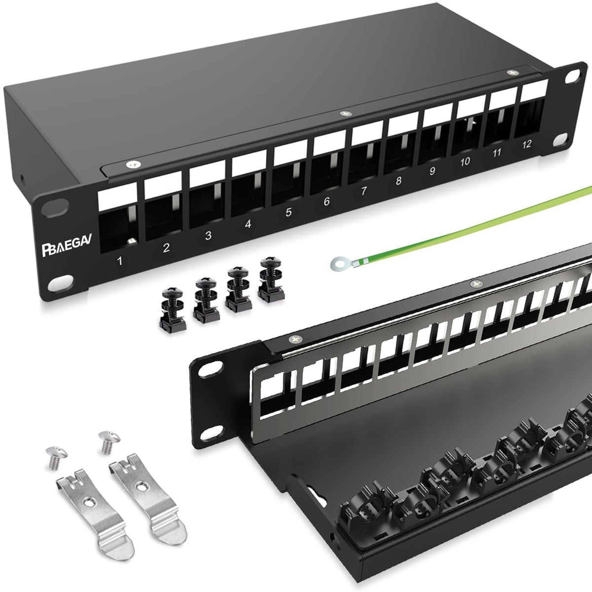 Patch Panel 12 Port Blank Network Patch Panel with Cable - Image 1