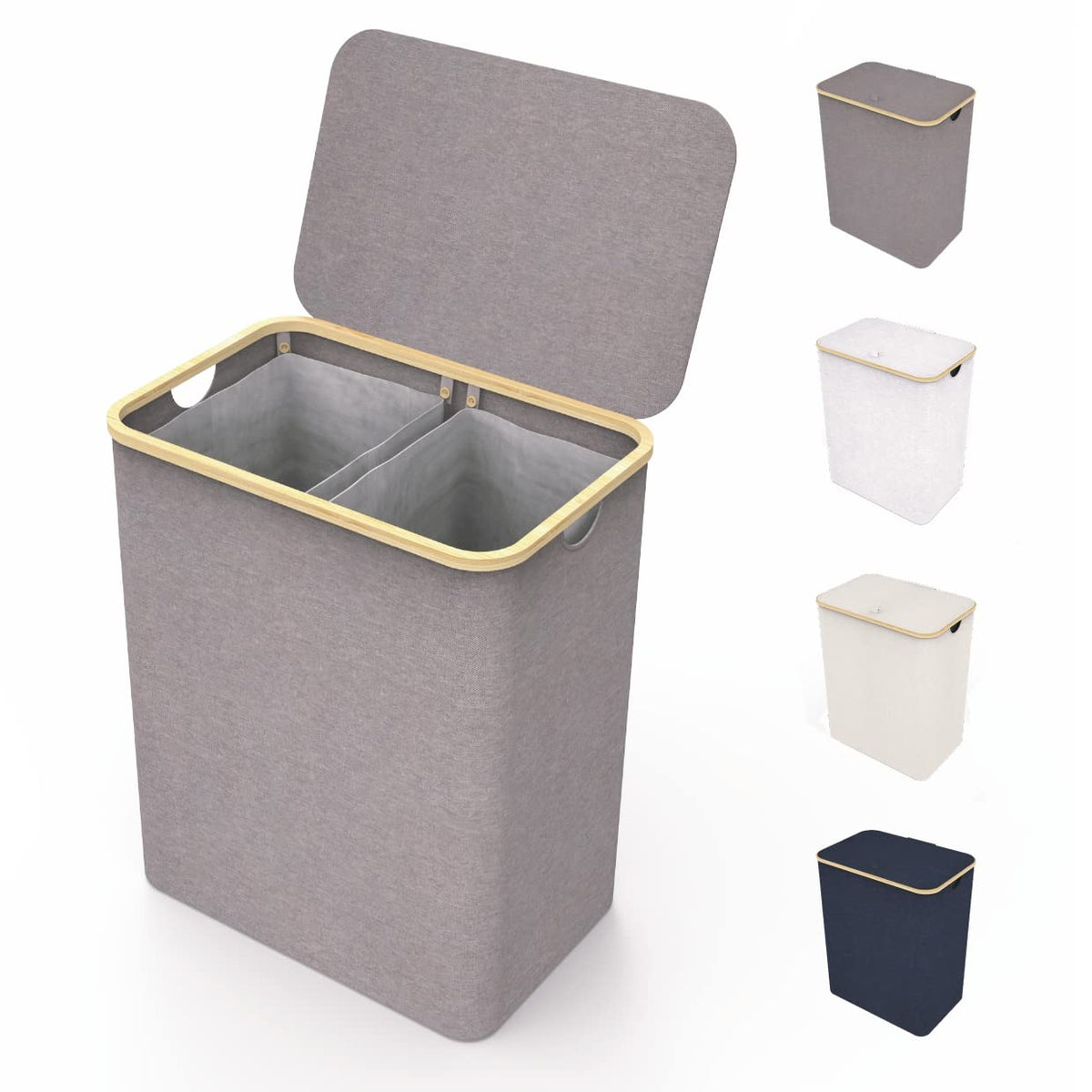 LONBET Laundry Basket with Lid, Made from Breathable Fabric | - Image 1