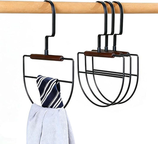 4 Pcs Metal Scarf Hanger Organizer for Closet - Rotatable Space Saving Scarf Holder Rack for Belt Scarves Clothing Sorting Storing