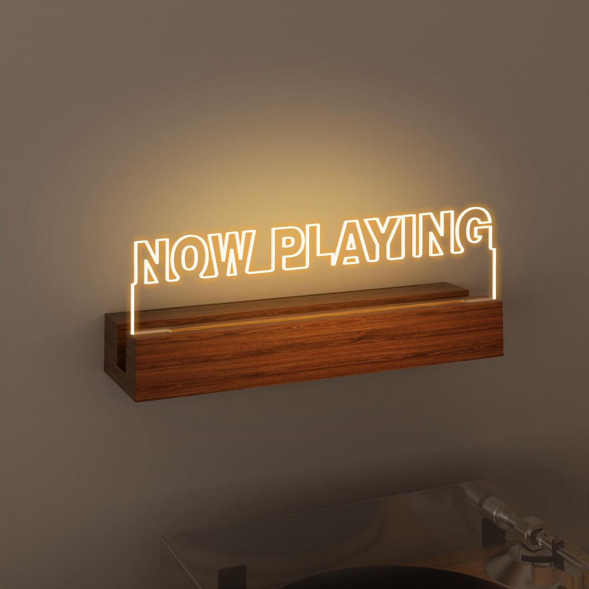 CoolGift Mart Now Playing Vinyl Record Stand Wall Mount, Light up - Image 1