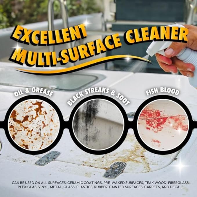 Booyah Clean All Purpose Cleaner Degreaser – Removes Grime, Stains, Fish Blood, Oil, Grease, Black Streaks, and Soot – Meets EPA Safer Choice Direct Release Criteria