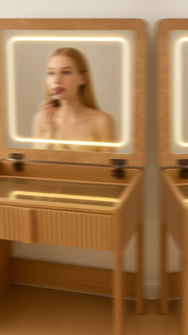 Compact Makeup Vanity Desk with Flip Top Mirror,3 in 1 Vanity - Image 8