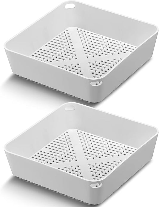 Tuanse 2 Pcs 8.5 x 8.5 x 2.5 Inch Floor Sink Drain Covers Commercial Plastic Floor Drain Strainer Plastic Drains Screen Basket Suitable for Commercial Kitchen Restaurant Diner Cafe