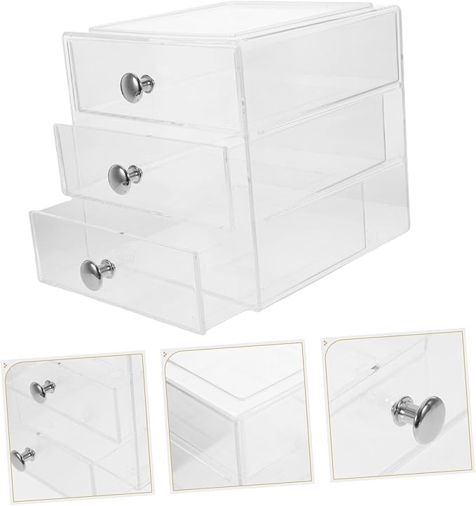 Stackable Storage Box Desk Organizing Box Lids for Makeup Jewelry Office Supplies