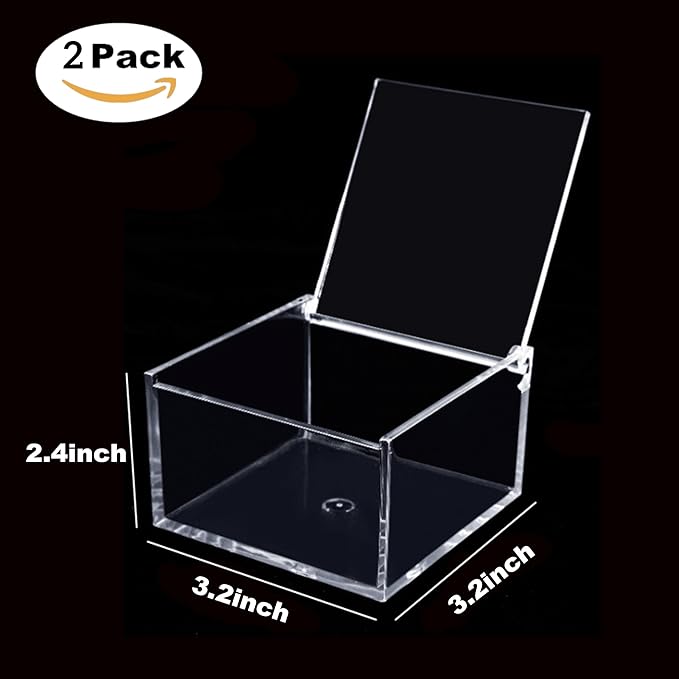 KissYou Acrylic Box Clear Boxes with Lid Transparent Display Square Cube 2Pieces Storage Organizer Containers for Wedding Cake,Candy