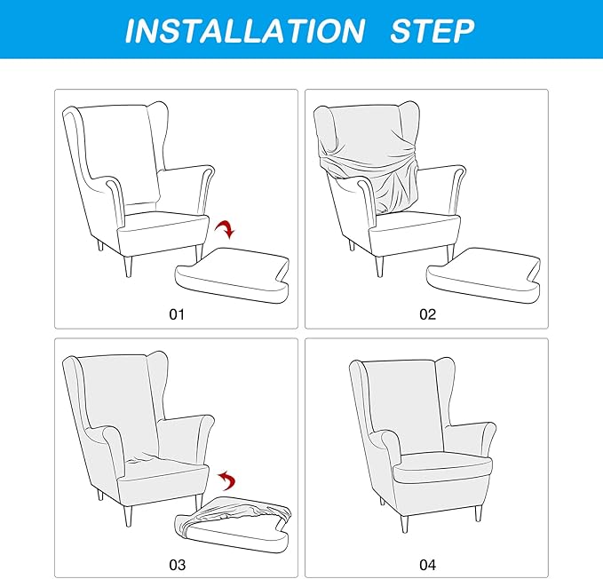 OBCREAT Wingback Chair Covers,2 Piece Stretch Velvet Wingback Chair Slipcover Soft Wing Chair Sofa Covers with Elastic Bottom,Armchair Couch Cover Furniture Protector for Living Room (Green)