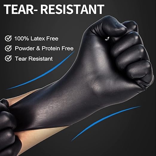 Jointown Basic Medical Black Nitrile Exam Gloves - Latex-Free & Powder-Free - NGPF1046 (Case of 1,000), large