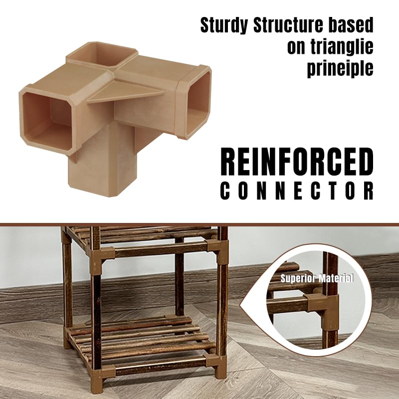 Eucalyptus Wood Corner Shoe Rack For Entryway, Brown - Image 5