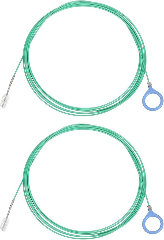 HARFINGTON 2 Pcs Tube Cleaning Brush 197" Long Nylon Bristles Flexible Tube Cleaner Tool with Handle Automotive Drain Pipe Dredging Tool for Narrow Tubes Cleaning Refrigerator Drain, Green