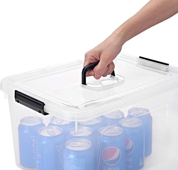 JUJIAJIA 6-Pack 19 Quart Clear Storage Bins with Lids & Handles | Stackable Organizing Boxes
