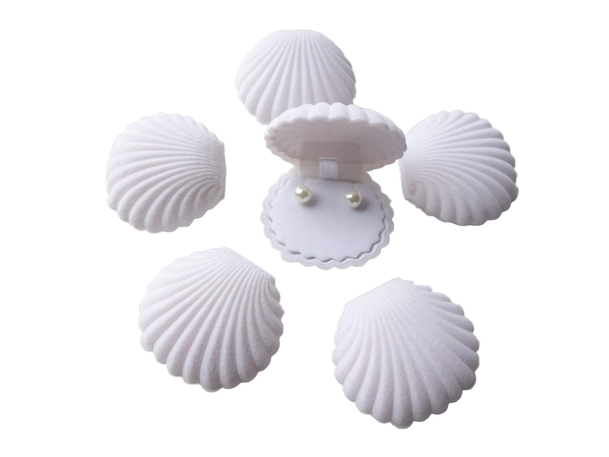 Pack of 6 Velvet Earring Gift Box Shell Jewelry Storage - Image 1