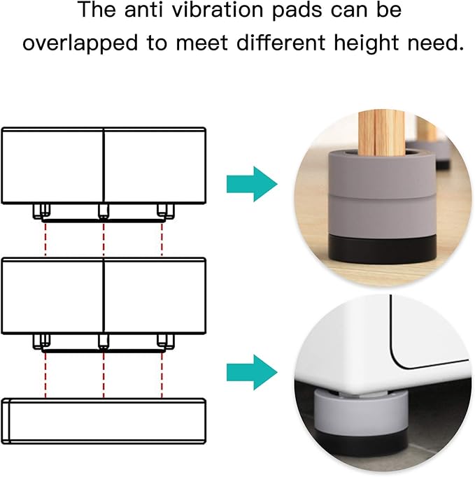 Anti Vibration Pads for Washing Machine,Noise Dampening Washing Machine Feet with Tank Tread Grip for Washer and Dryer,Protects Laundry Room Floor Non-Slip Mats Moisture Proof Mats(8 pcs)